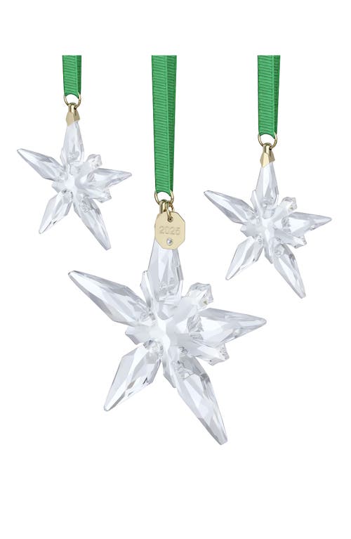 Swarovski 2025 Annual Edition Set Of 3 Crystal Snowflake Ornaments In White