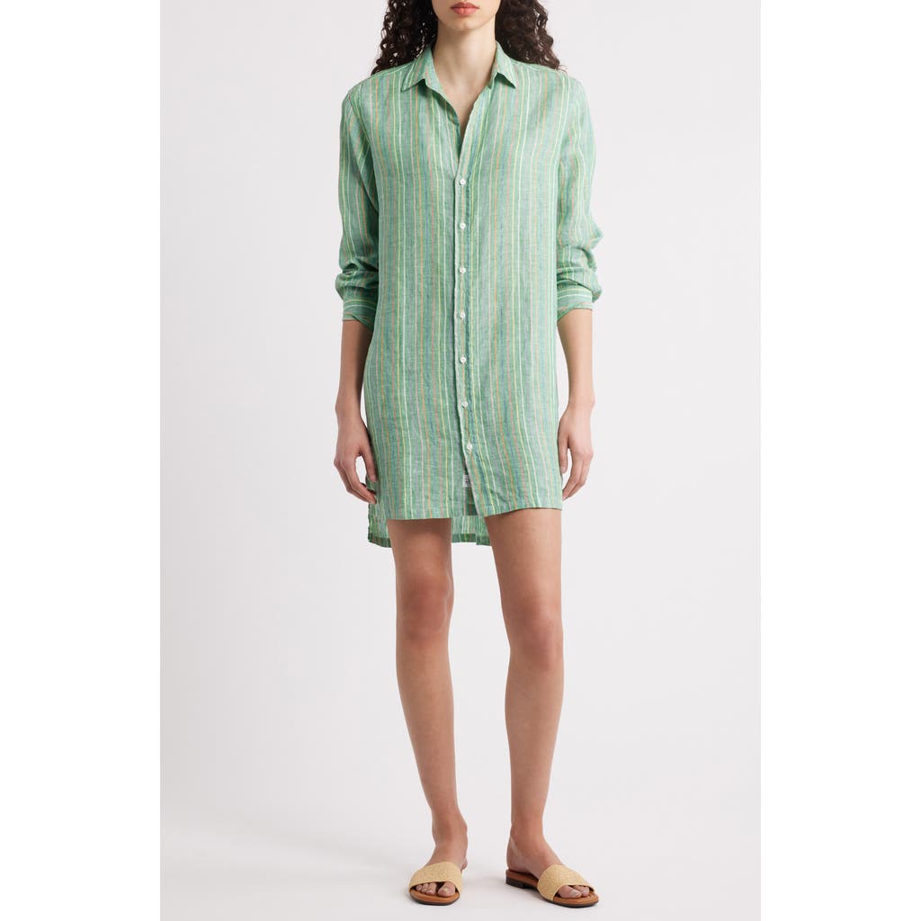 Frank & Eileen Hunter Stripe Step Hem Linen & Cotton Shirtdress