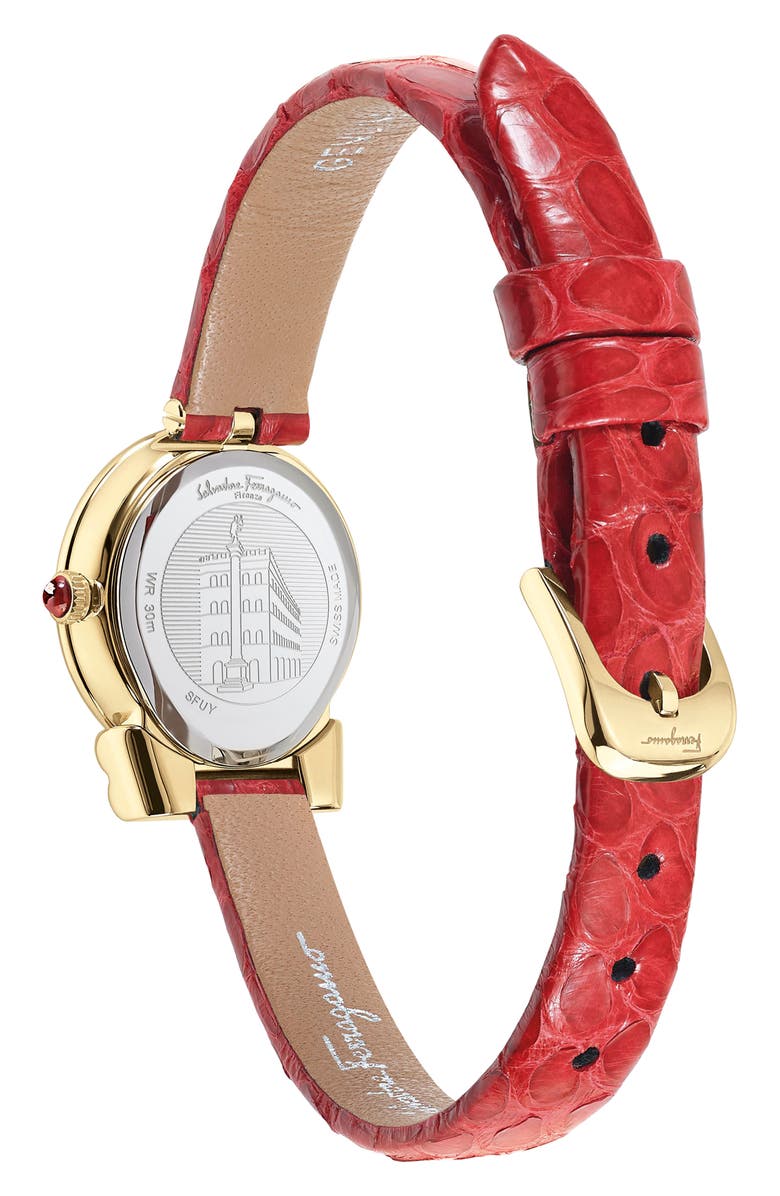 FERRAGAMO Gancini Holiday Ruby Bracelet Watch, 22mm, Alternate, color, 