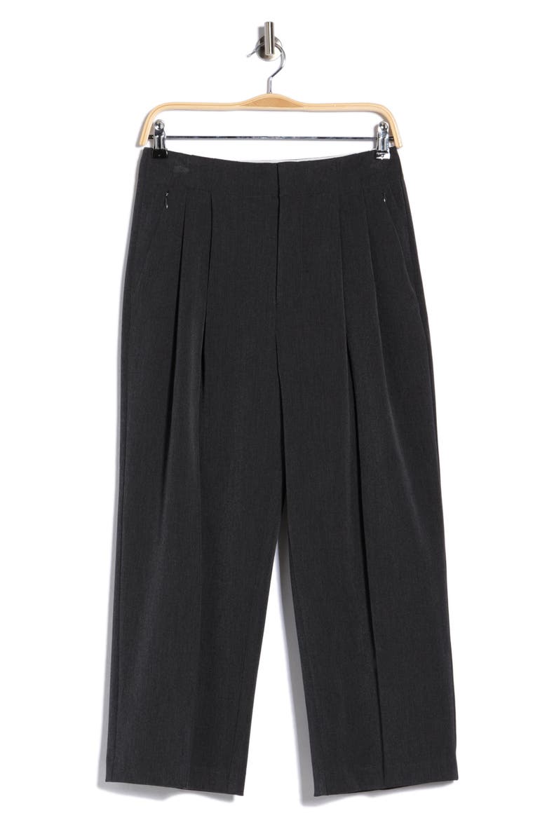 Essential Suiting Pleated Crop Pants, Alternate, color, DARK HEATHER GRAY
