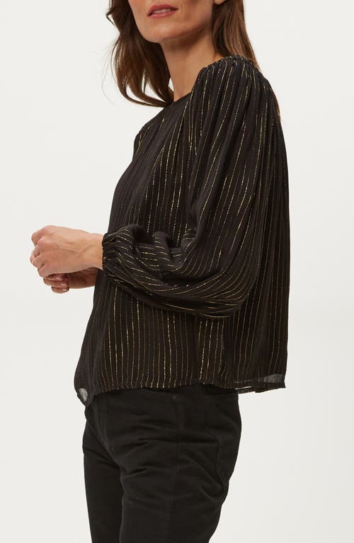 Michael Stars Dolly Metallic Stripe Top In Black Combo