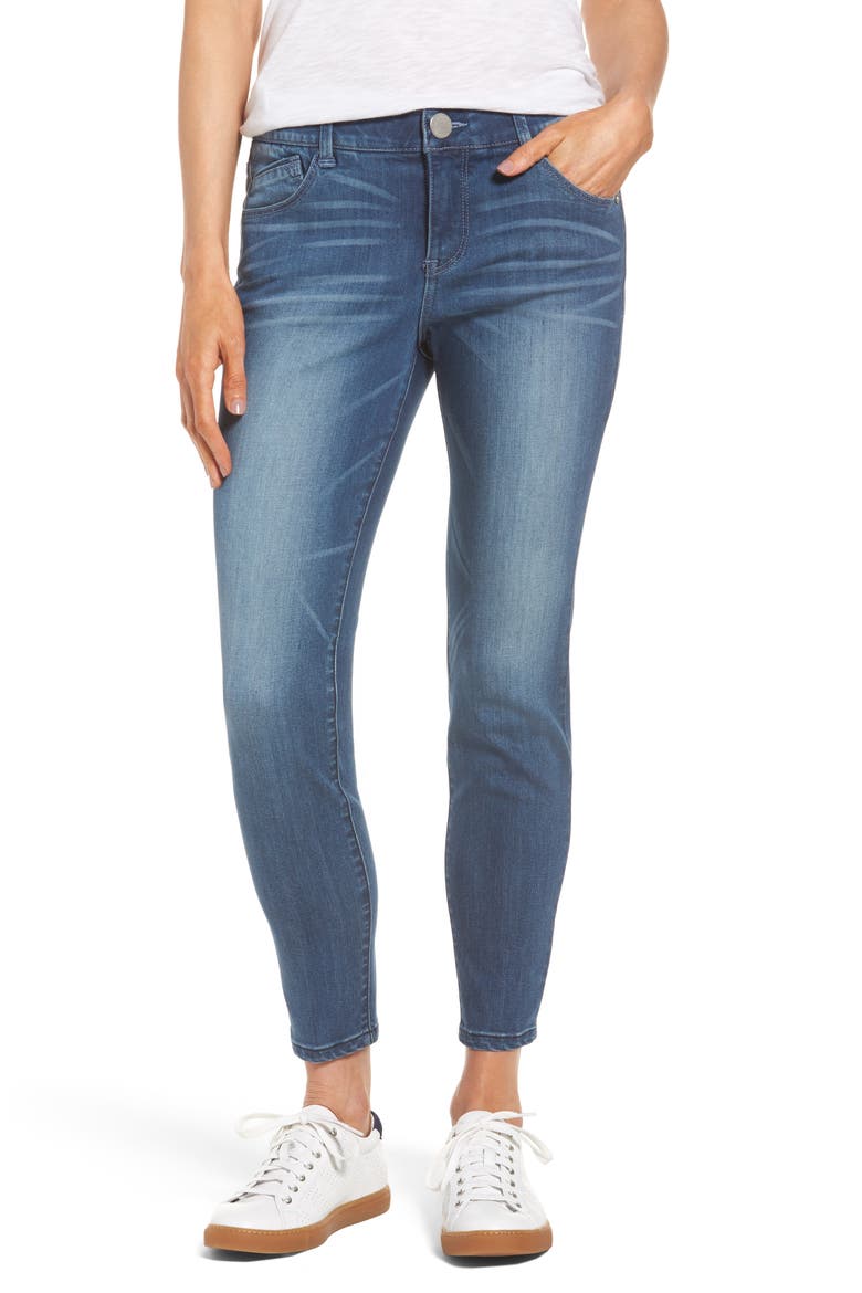Ab-solution Stretch Ankle Skinny Jeans (Nordstrom Exclusive), Main, color, BLUE