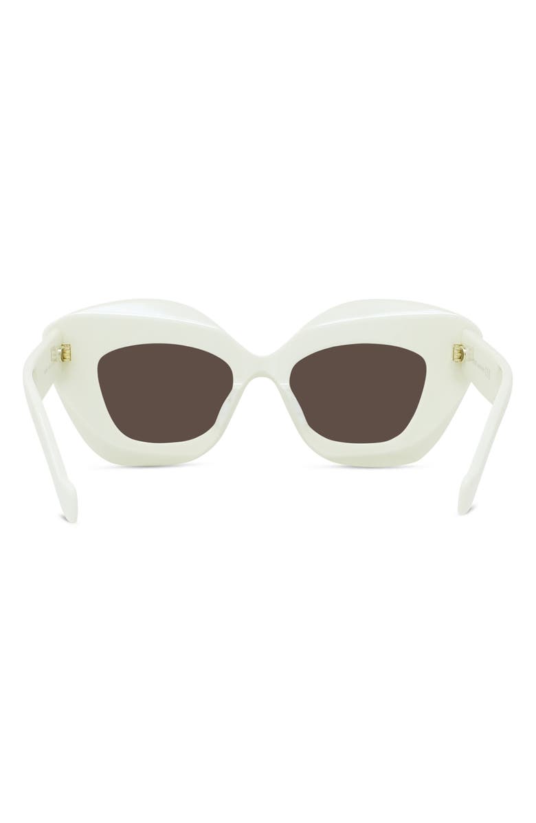 Loewe Anagram 48mm Small Cat Eye Sunglasses, Alternate, color, Ivory / Brown