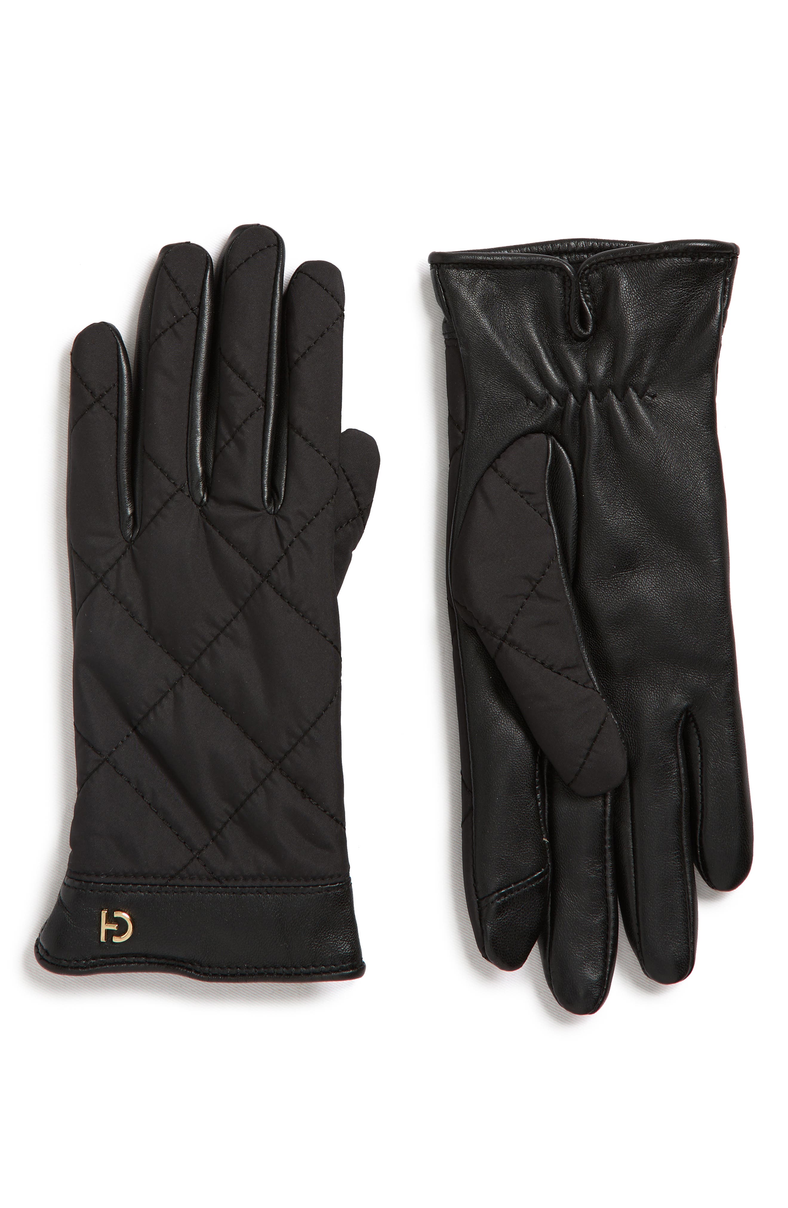 Cole Haan Faux Fur Lined Quilted Puffer Gloves