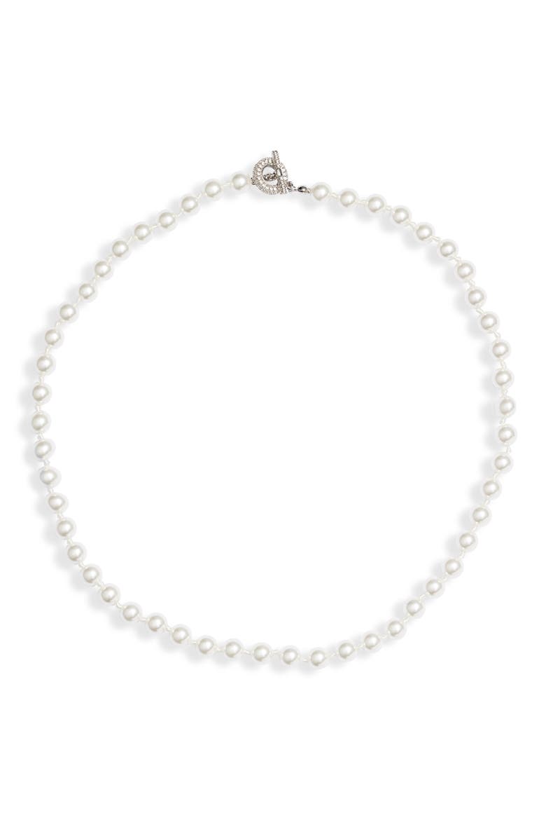 Timeless Imitation Pearl Collar Necklace, Main, color, WHITE- SILVER