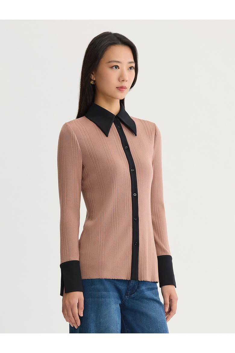 Lightweight Mixed Media Soft Knit Shirt, Alternate, color, Charmeuse/Black