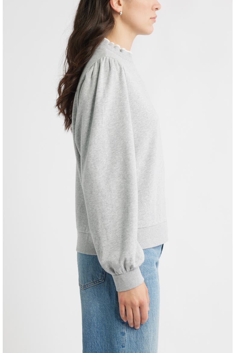 Ruffle Crewneck Sweatshirt, Alternate, color, GREY HEATHER