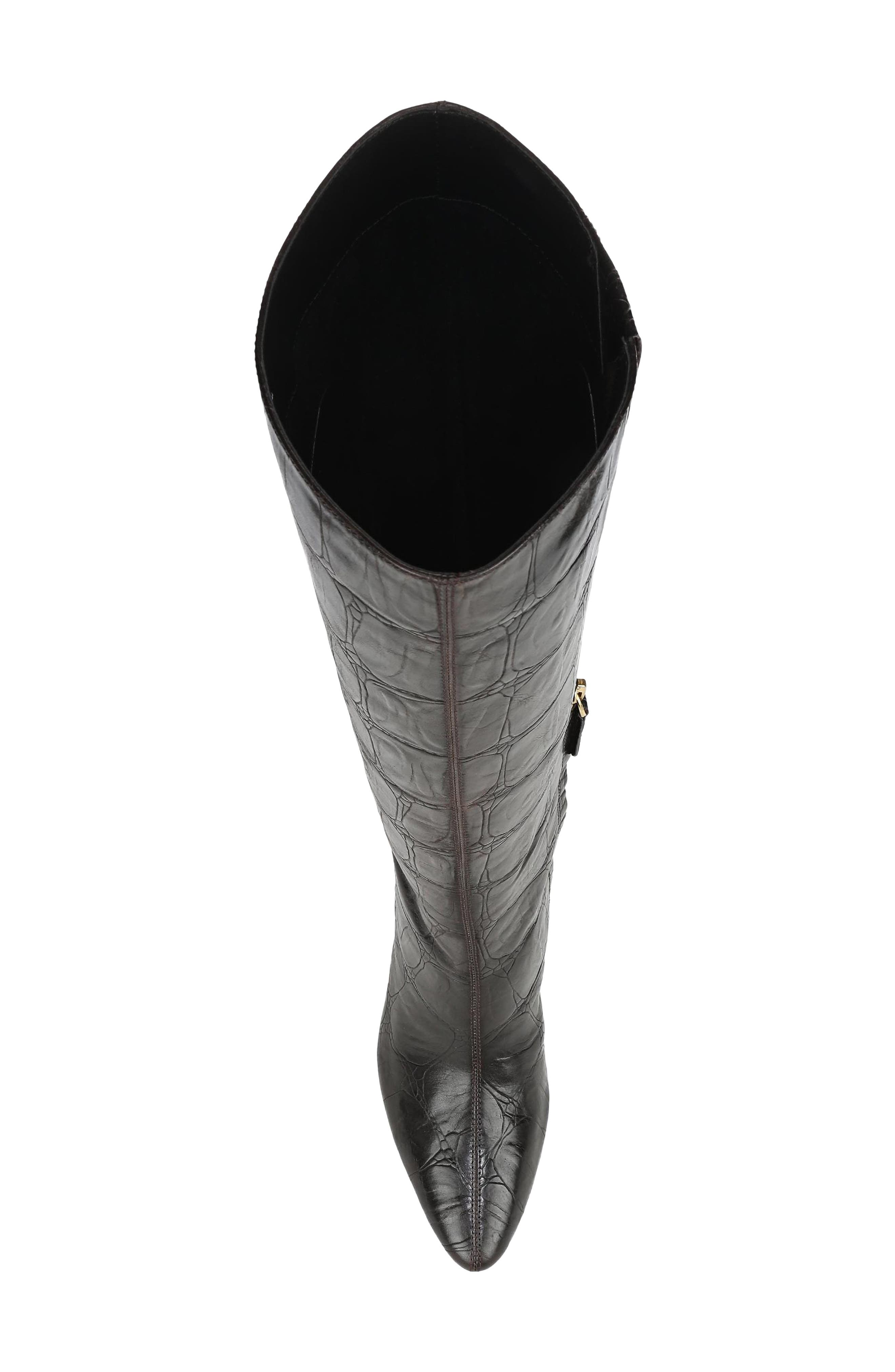 Bridget Knee High Leather Boot, Alternate, color, BROWN DINO CROC