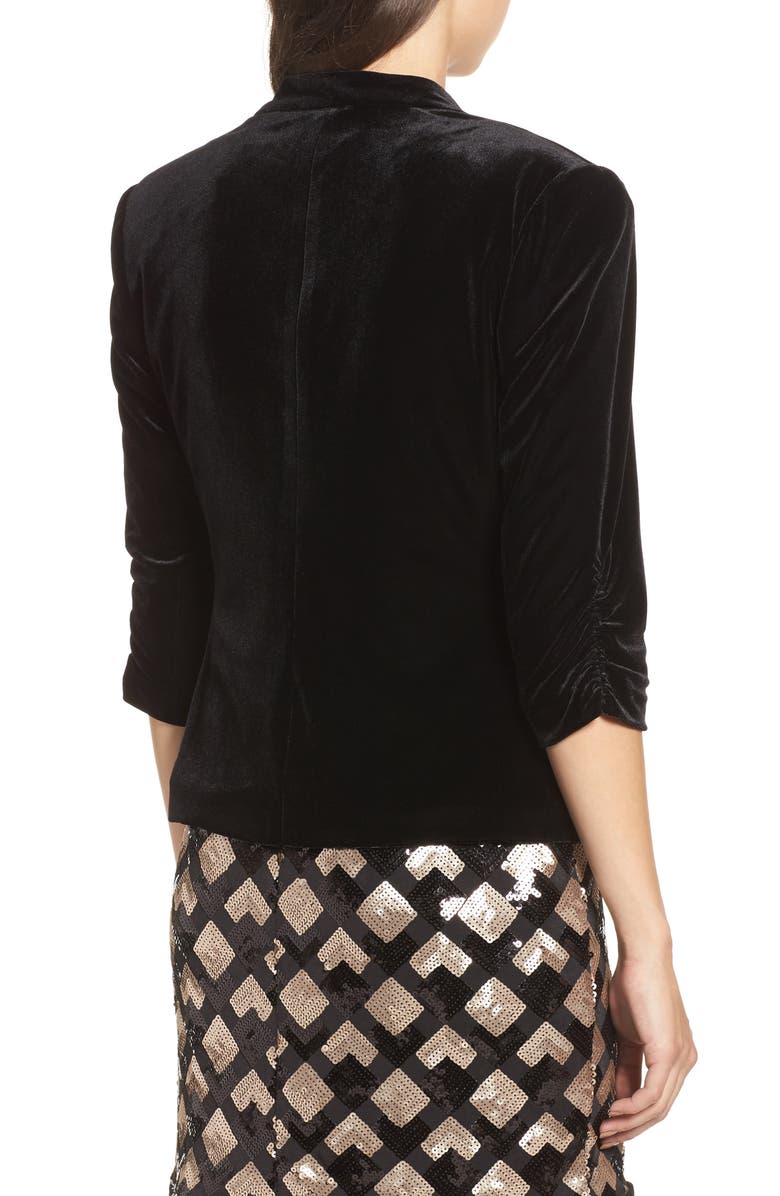 Eliza J Ruched Velvet Blazer, Alternate, color,