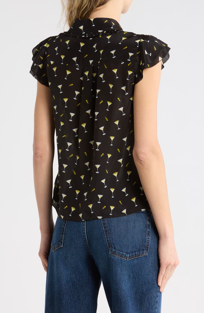 Alice + Olivia Ruffle Silk Blouse, Alternate, color, Last Call