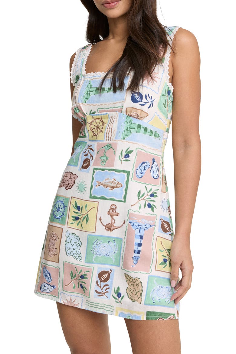 Ciara Mixed Print Minidress, Alternate, color, OPEN WHITE
