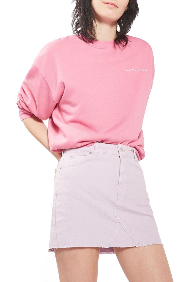 High Rise Corduroy Miniskirt, Main, color, LILAC