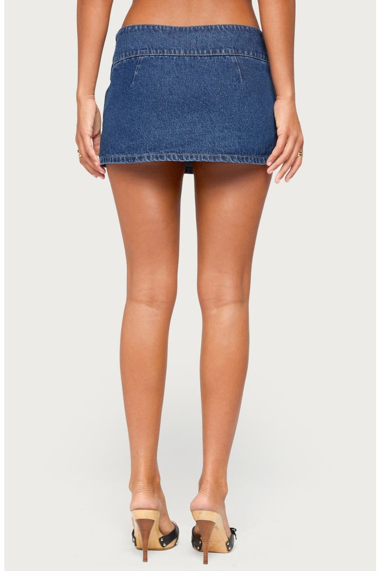 Laela Grommet Belt Denim Mini Skort, Alternate, color, DARK-BLUE