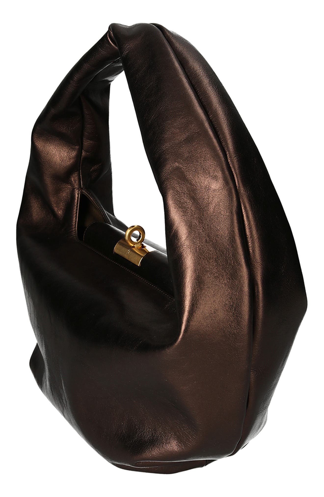 Medium Boh Leather Boho Bag, Alternate, color, BRONZE FOIL