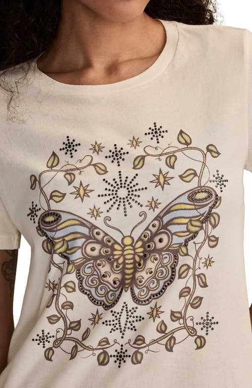 Lucky Brand Women's Embellished Butterfly Classic Crew Neck T-shirt In White