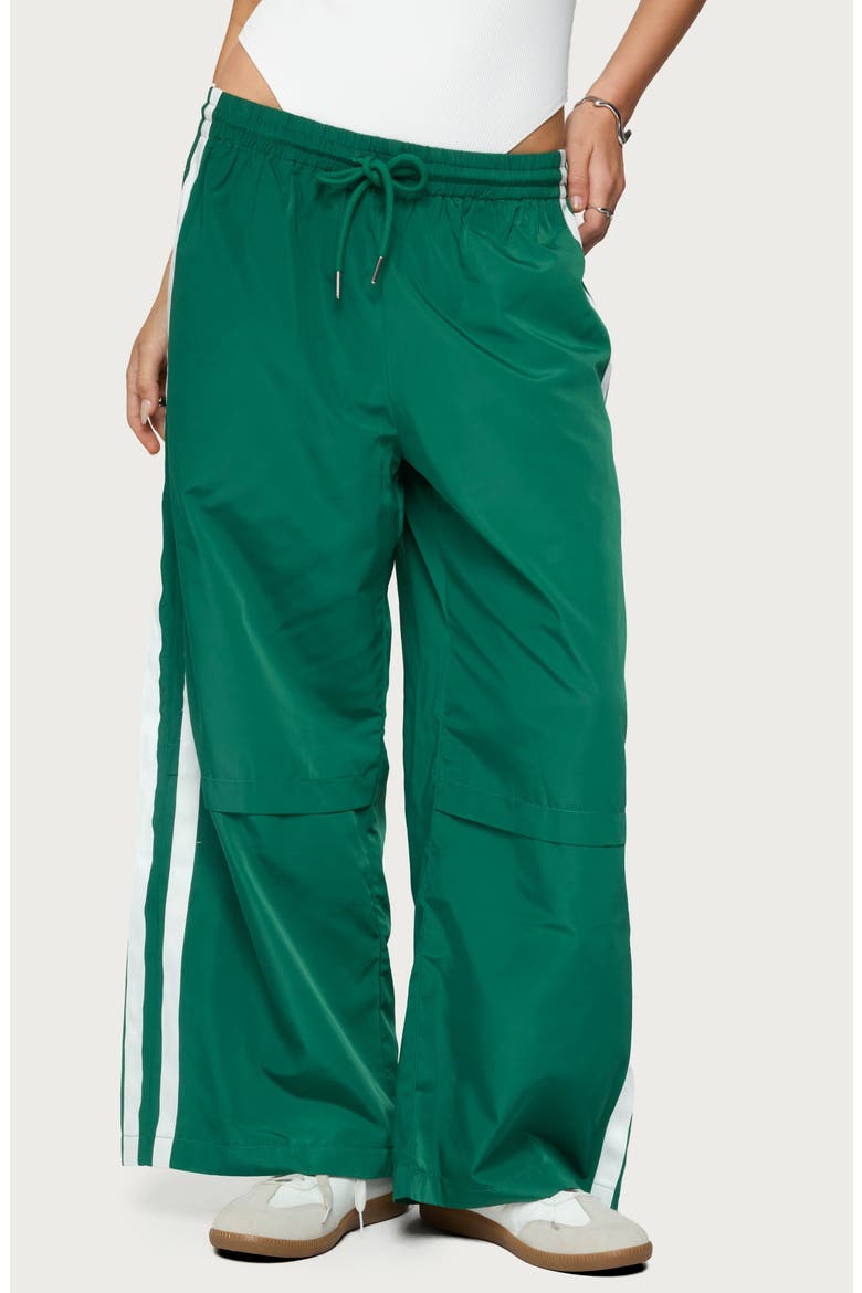 Petite Fauna Relaxed Fit Track Pants, Main, color, GREEN