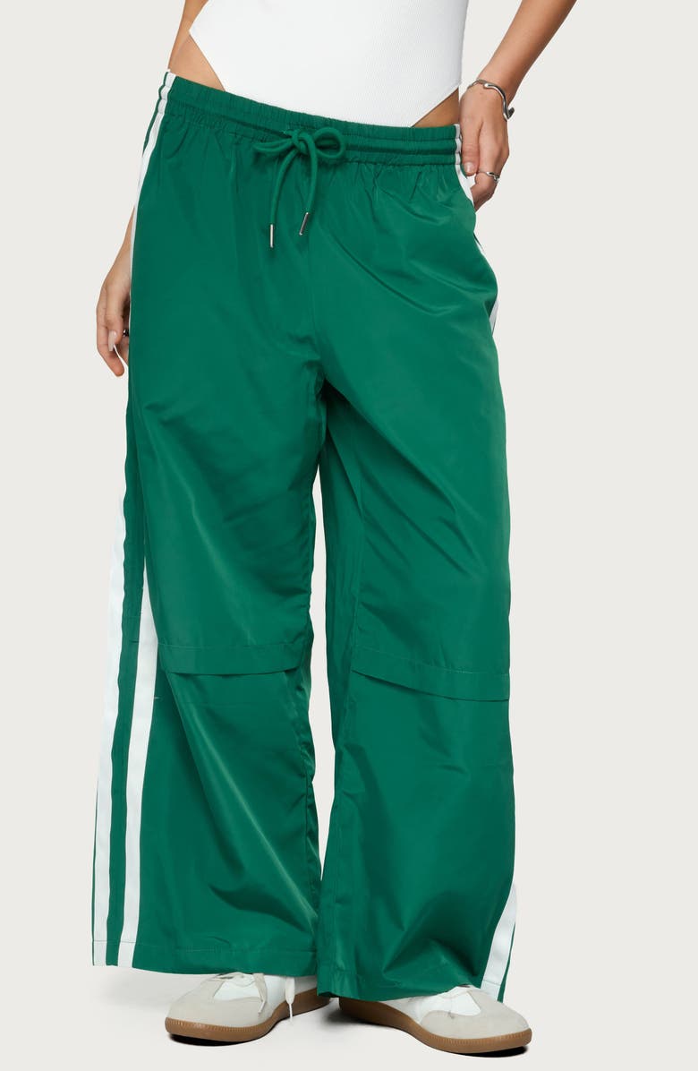 EDIKTED Petite Fauna Relaxed Fit Track Pants, Main, color, Green