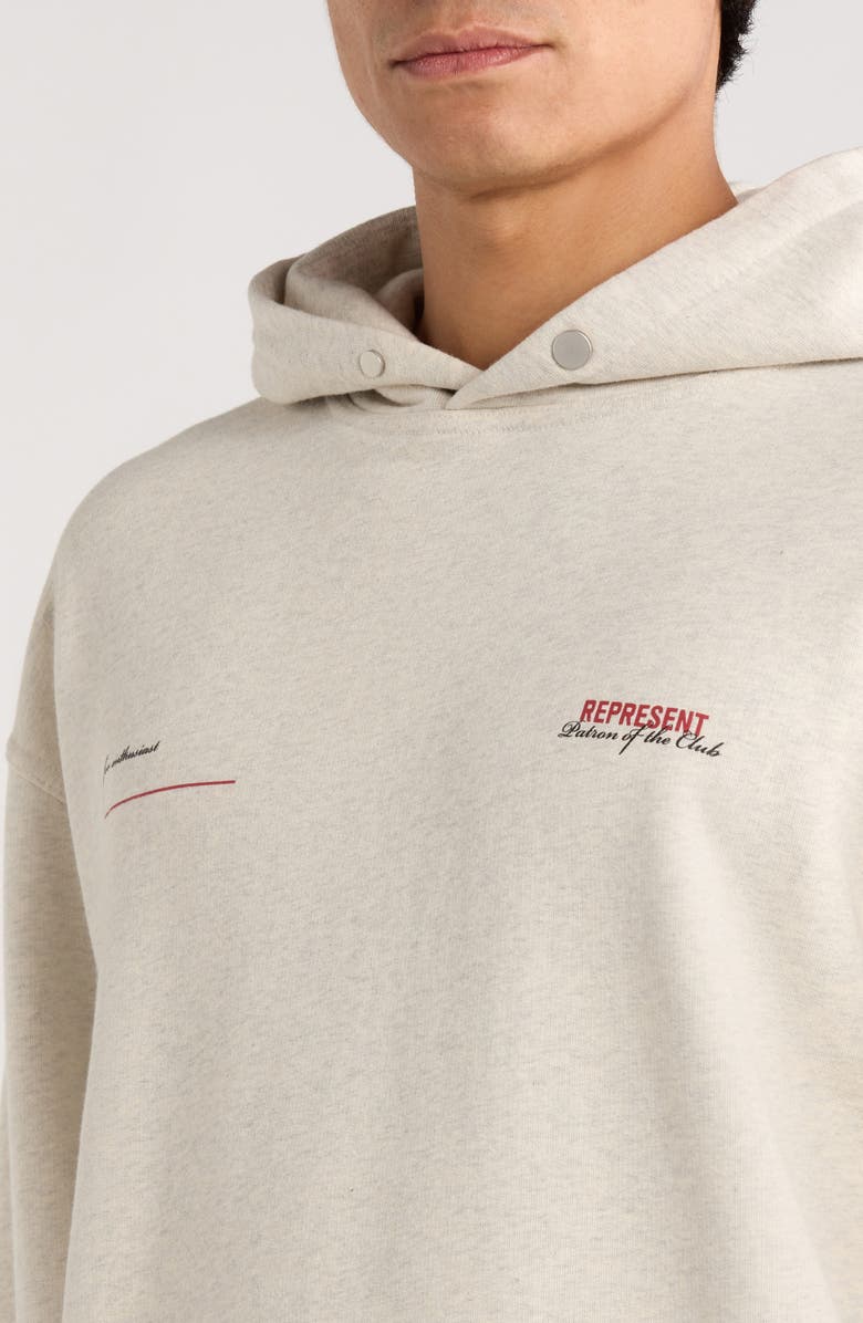 Represent Patron of the Club Graphic Hoodie, Alternate, color, Cream Marl