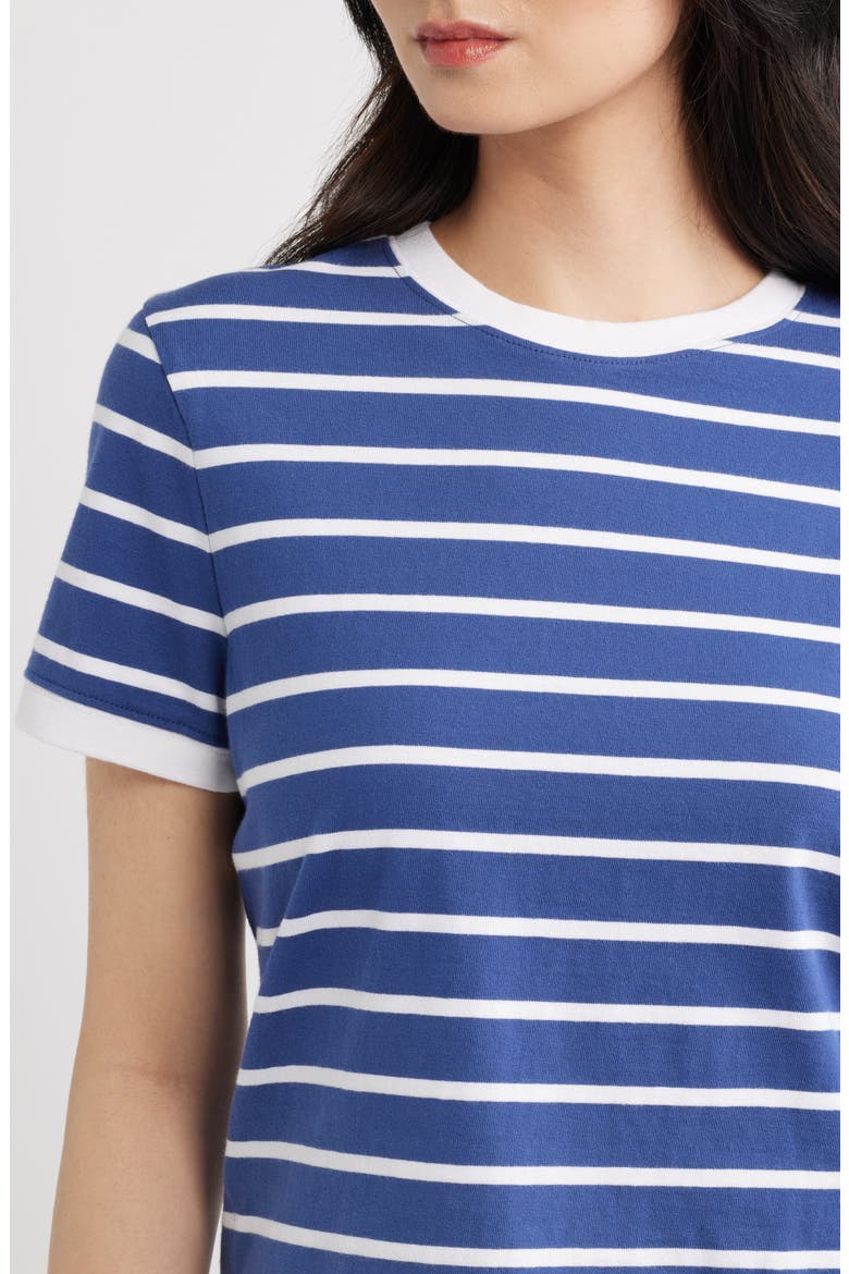 Allday Stripe Crewneck Baby Tee, Alternate, color, COOL NAVY