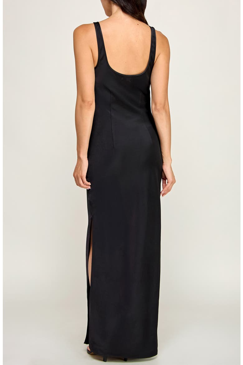 Kate Satin Maxi Dress, Alternate, color, BLACK