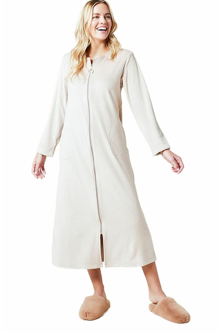 Serenity Sweetheart Neck Zip Robe, Alternate, color, Coco