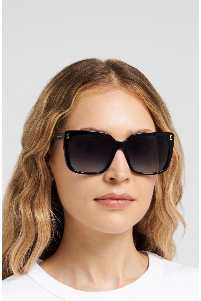 56mm Gradient Square Sunglasses, Alternate, color, BLACK/ DARK GREY SF