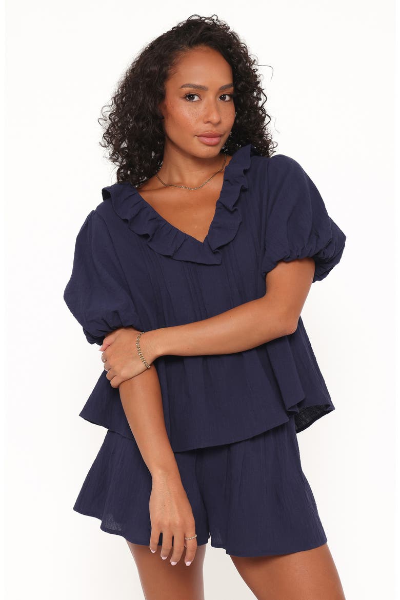 Felicity Cotton Gauze Shirt & Shorts Set, Alternate, color, NAVY