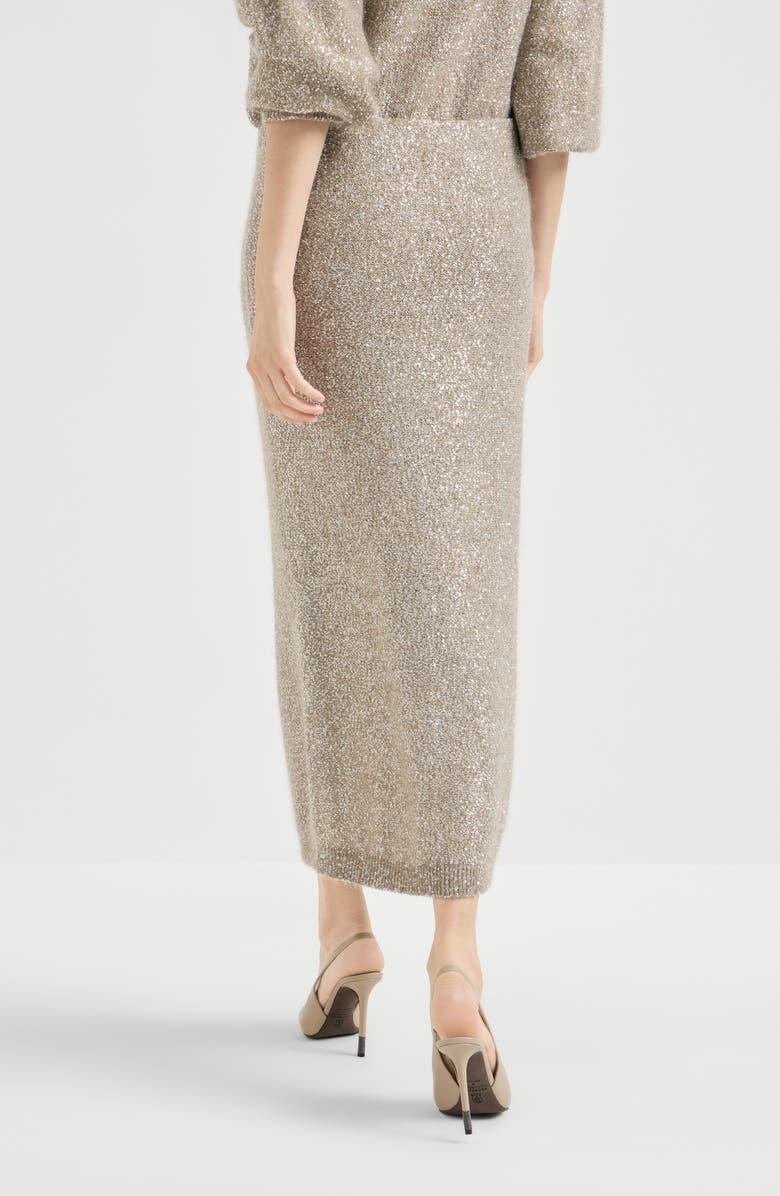 Brunello Cucinelli Dazzling texture skirt, Alternate, color, Beige