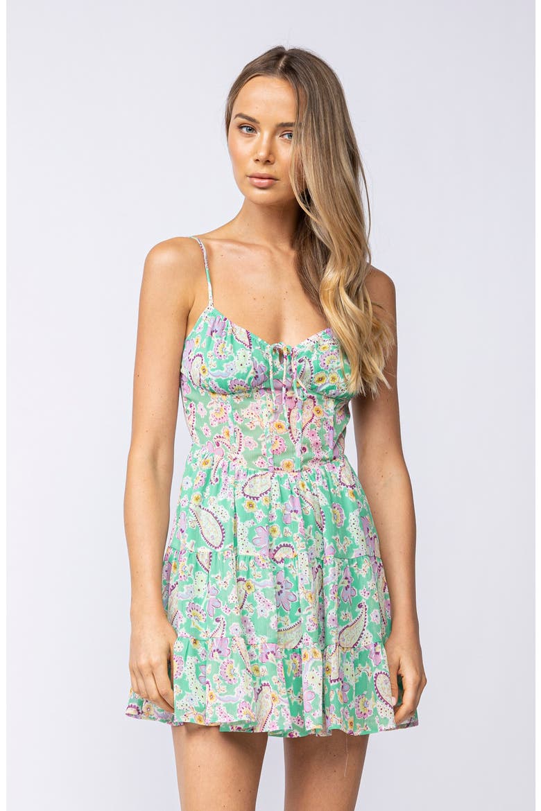 Corset Sleeveless Minidress, Alternate, color, GREEN