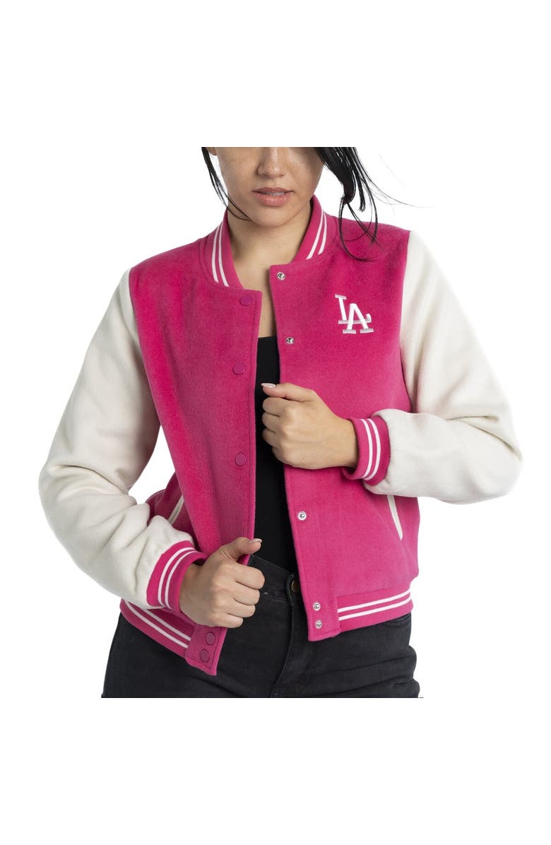 LUSSO Women's Lusso  Pink Los Angeles Dodgers Priya Full-Snap Varsity Jacket, Alternate, color, 
