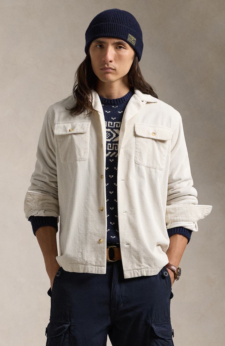 Polo Ralph Lauren Long Sleeve Wide Wale Corduroy Camp Shirt, Alternate, color, 