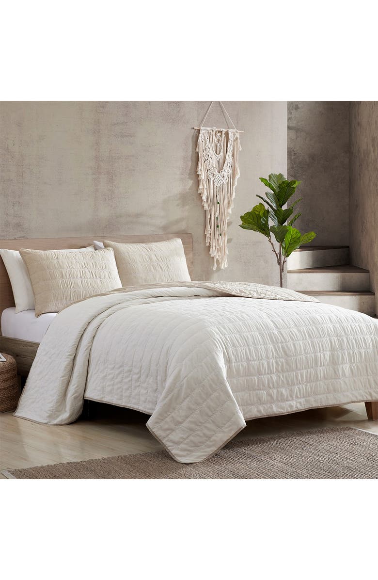 Modern Threads 3-Piece Everly Embroidered Quilt Set Linen/Cream - King, Main, color, 