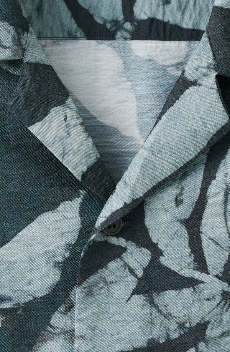 MANGO Tropical Print Camp Shirt, Alternate, color, Emerald Green