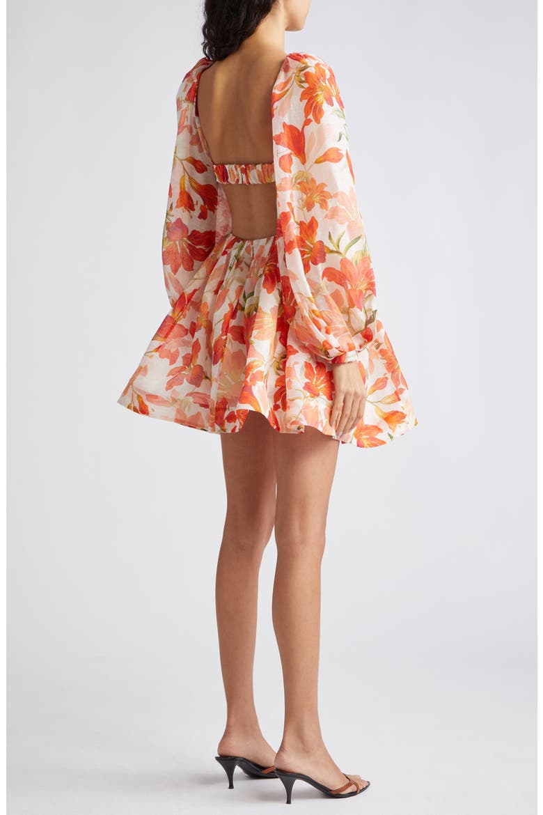 Tranquility Floral Long Sleeve Bralette Bodice Minidress, Alternate, color, RED LILY