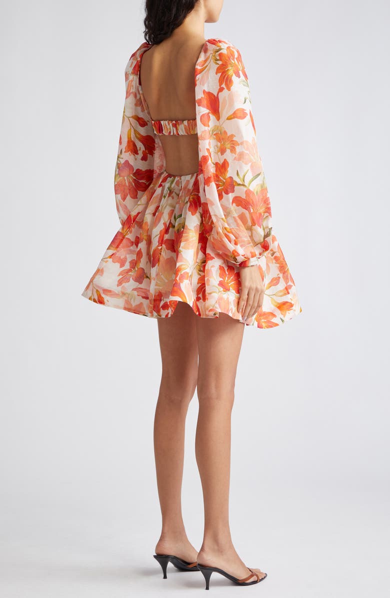 Zimmermann Tranquility Floral Long Sleeve Bralette Bodice Minidress, Alternate, color,