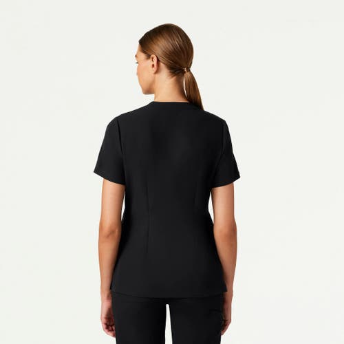 Jaanuu 3-pocket Slim Notched V-neck Scrub Top In Black