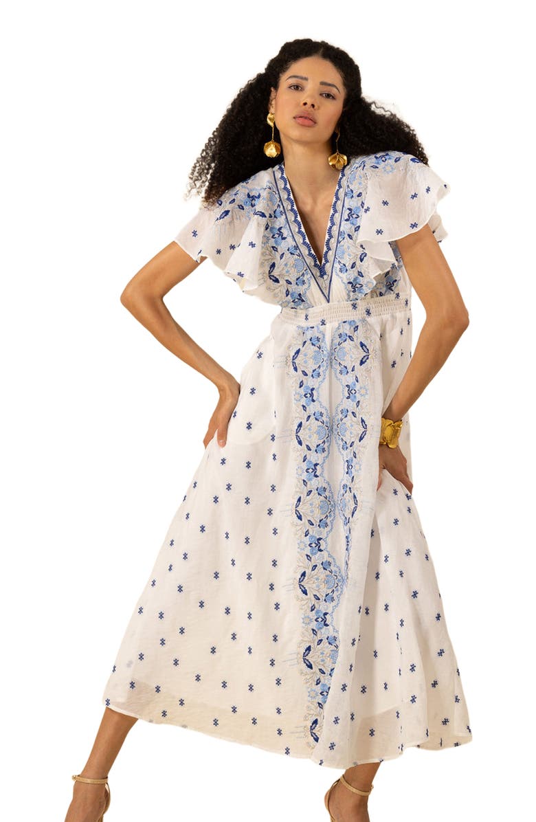 Hale Bob Elianna Embroidered Organza Maxi Dress, Alternate, color, 