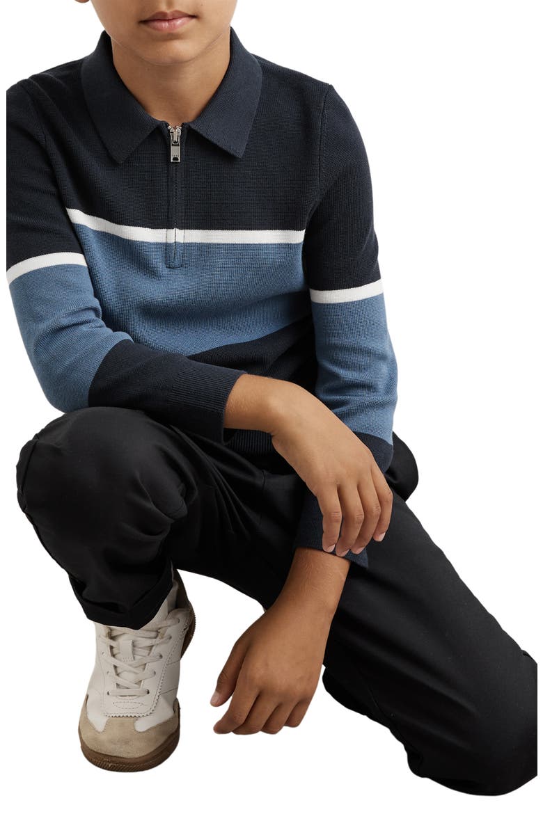Kids' Jason Half Zip Sweater, Alternate, color, NAVY BLUE/ AIRFORCE BLUE