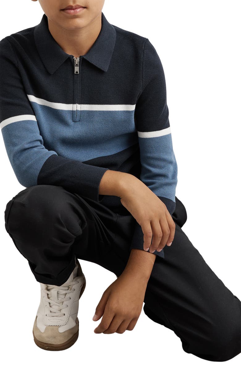 Reiss Kids' Jason Half Zip Sweater, Alternate, color, Navy Blue/ Airforce Blue