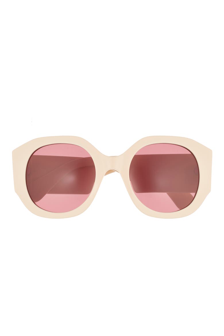 53mm Round Sunglasses, Main, color, IVORY IVORY RED