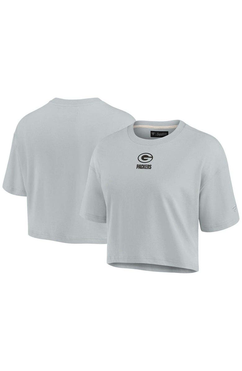 Fanatics Signature Women's Fanatics Gray Green Bay Packers Elements Super Soft Boxy Cropped T-Shirt, Alternate, color, Gray