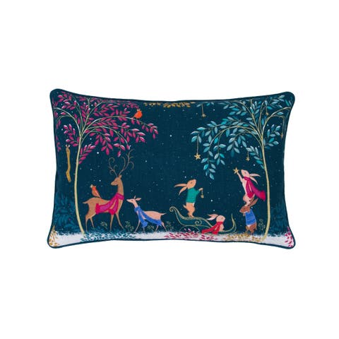 Deer Rabbit Accent Throw Pillow 14" x 22"