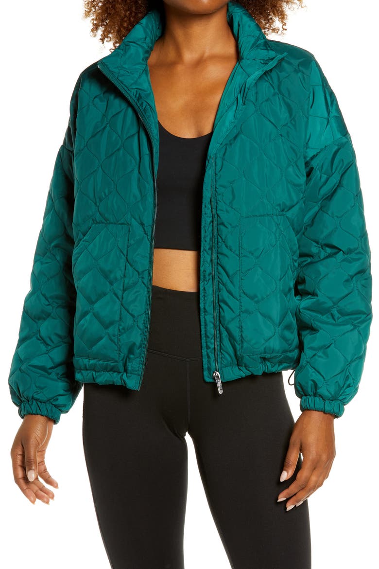 Quilted Bomber Jacket, Main, color, GREEN MOSS