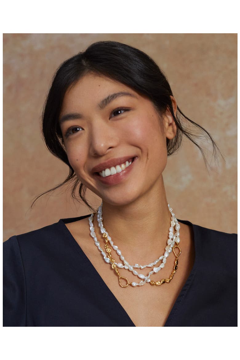 Keshi Pearl Necklace, Alternate, color, GOLD/ WHITE