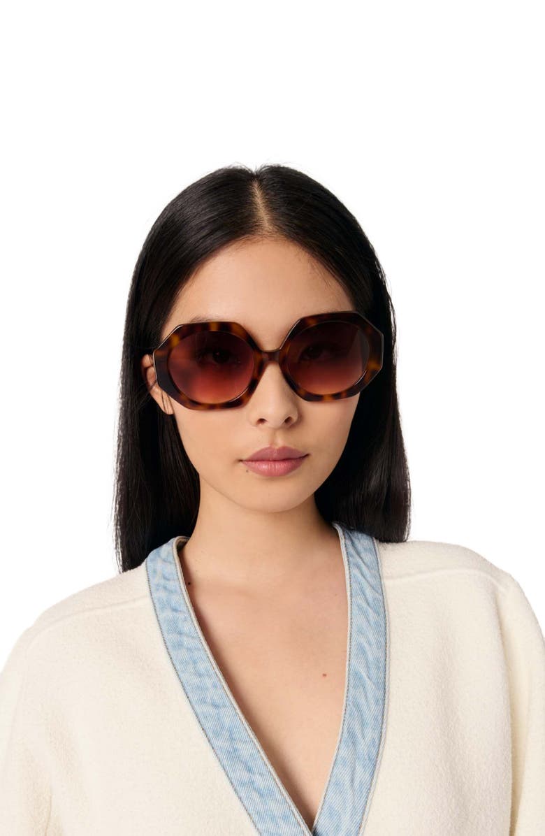 maje Long sleeve cardigan with denim details, Alternate, color,