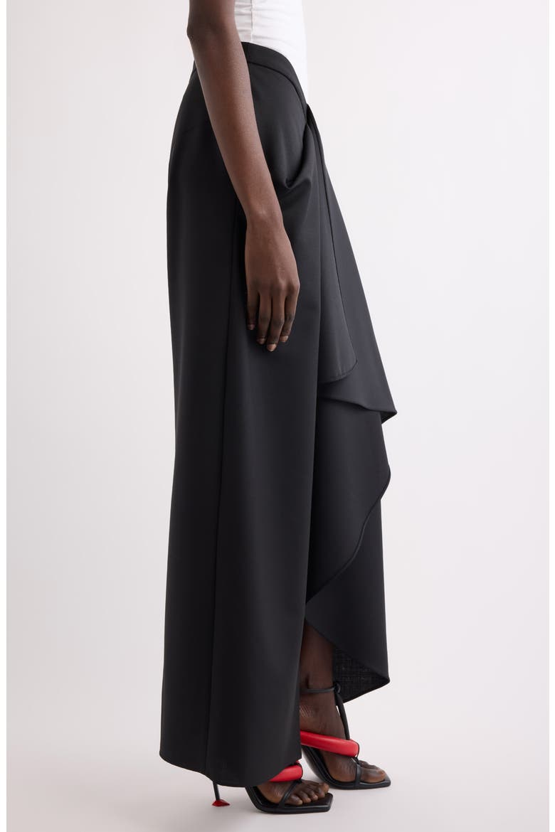 Draped Wool & Mohair Column Skirt, Alternate, color, BLACK
