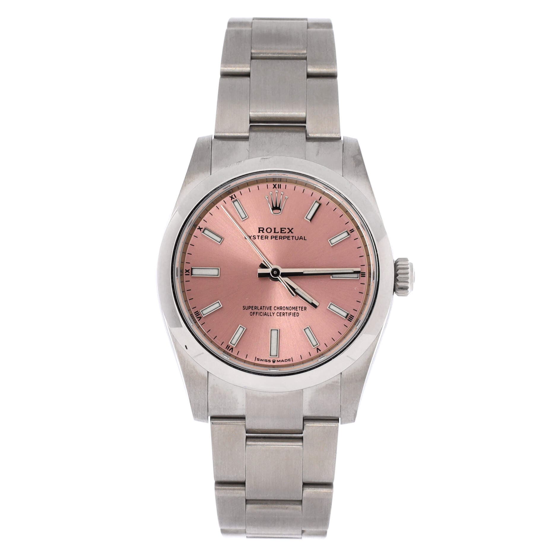 Oyster Perpetual Pink Automatic Watch Stainless Steel 34, Main, color, Metallic Silver