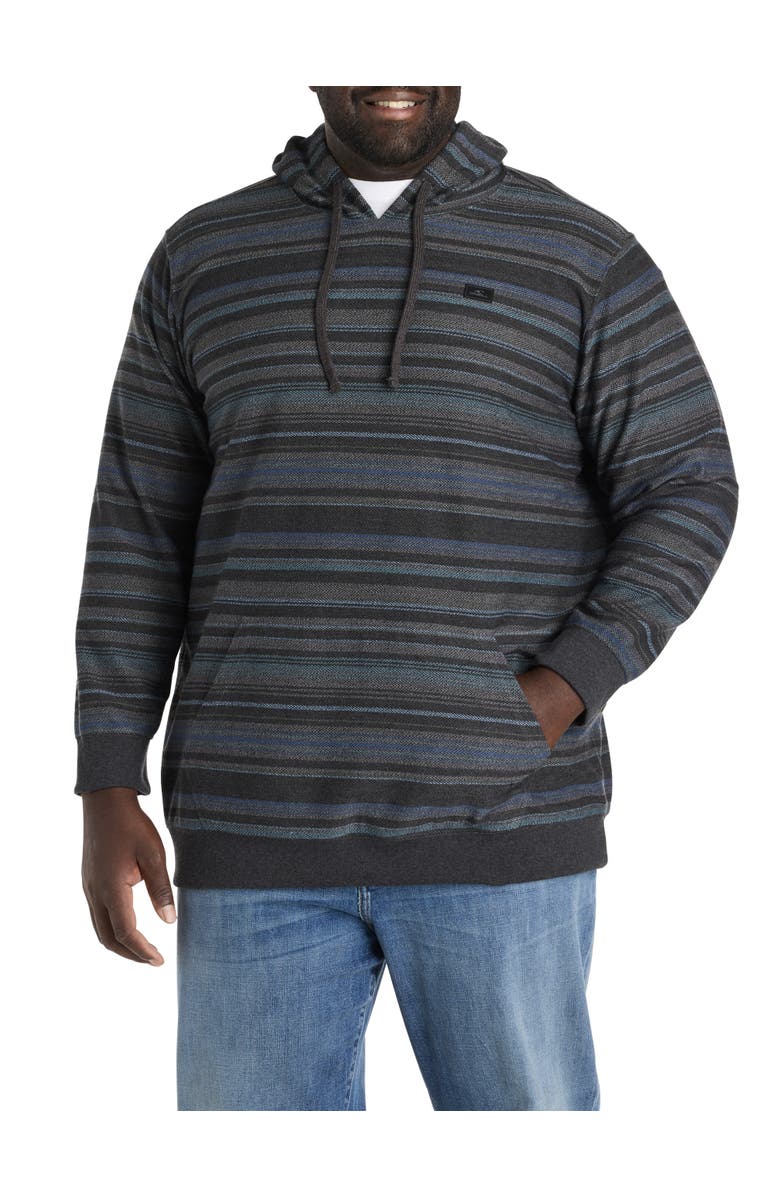 O'Neill Big & Tall Bavaro Striped Pullover Hoodie, Main, color, Black