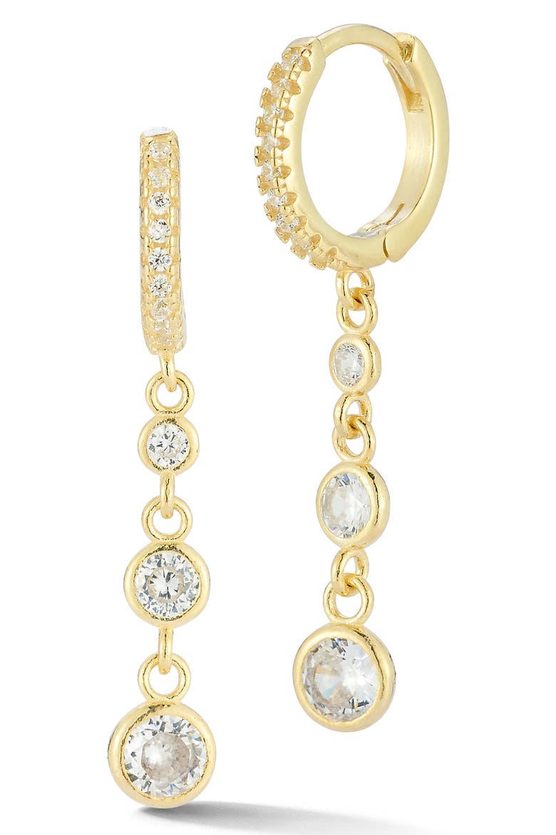 Cubic Zirconia Hoop Earrings, Main, color, GOLD