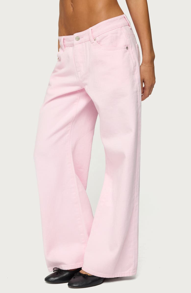 EDIKTED Roman Slouchy Low Rise Wide Leg Jeans, Alternate, color, Pink